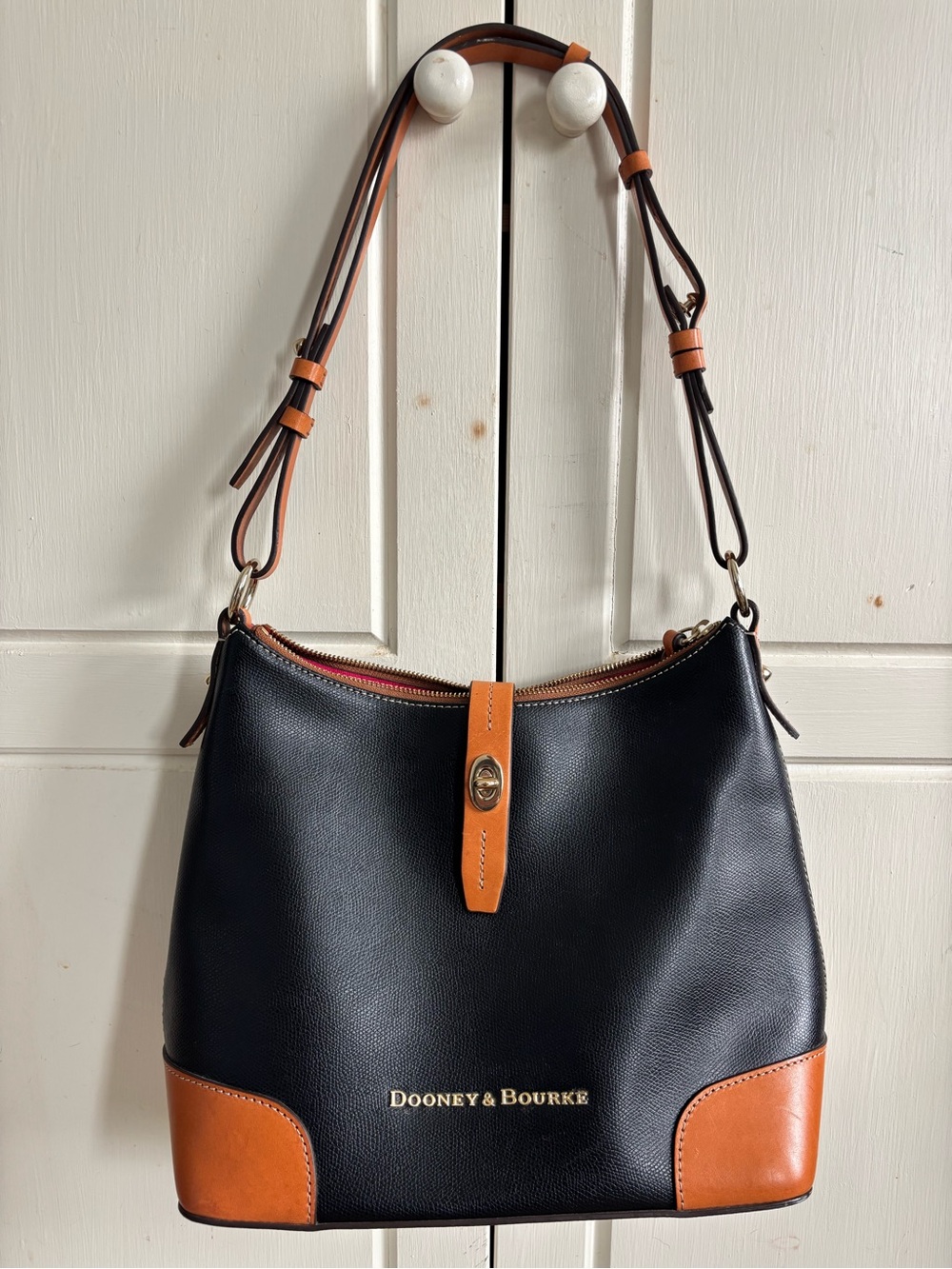 Dooney & Bourke Black and Tan Leather Shoulder Bag